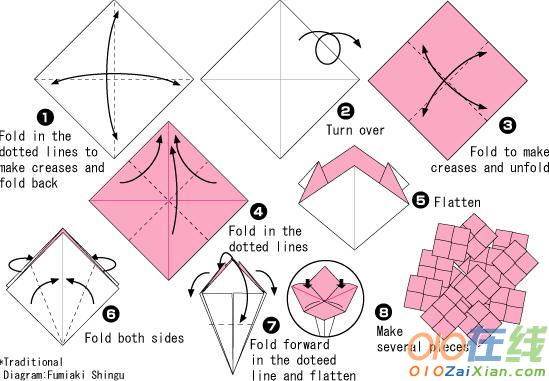 绣球花的折纸教程