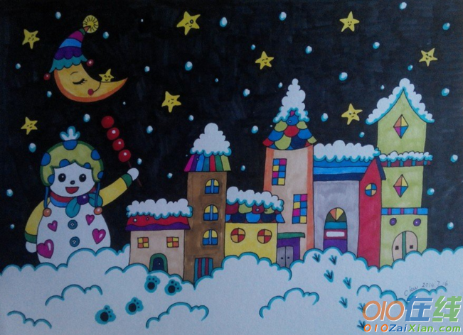 下雪的儿童画图片