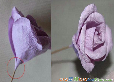 皱纹纸做玫瑰花方法图解