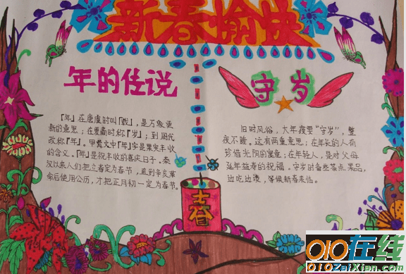 春节手抄报简单又漂亮三年级