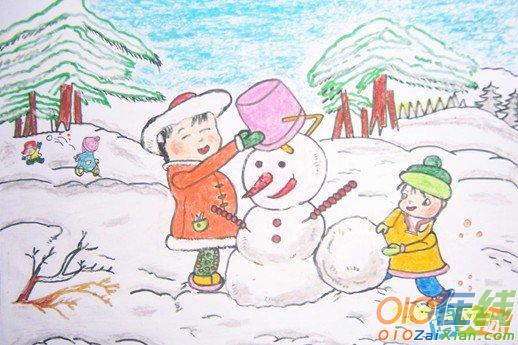 二年级看图写话作文：堆雪人