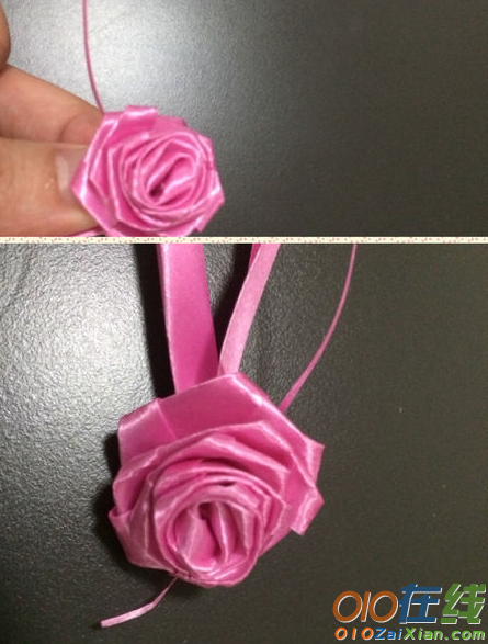 用彩带折玫瑰花的步骤