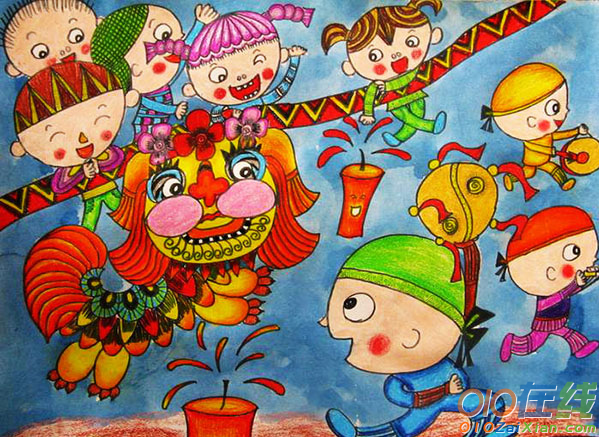 过春节儿童画的图片