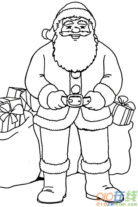 圣诞老人卡通图片黑白