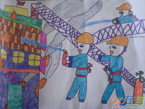 消防儿童绘画图片