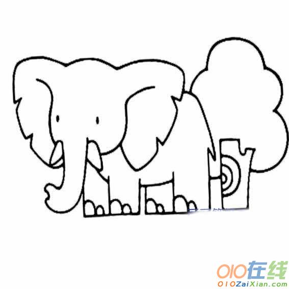 大象图片简笔画涂色