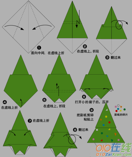 手工折纸圣诞树的做法
