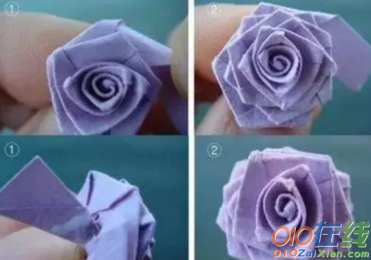 简单的玫瑰花折纸图解方式