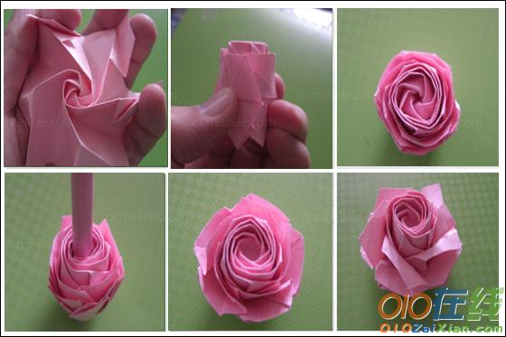 手工折纸玫瑰花图解