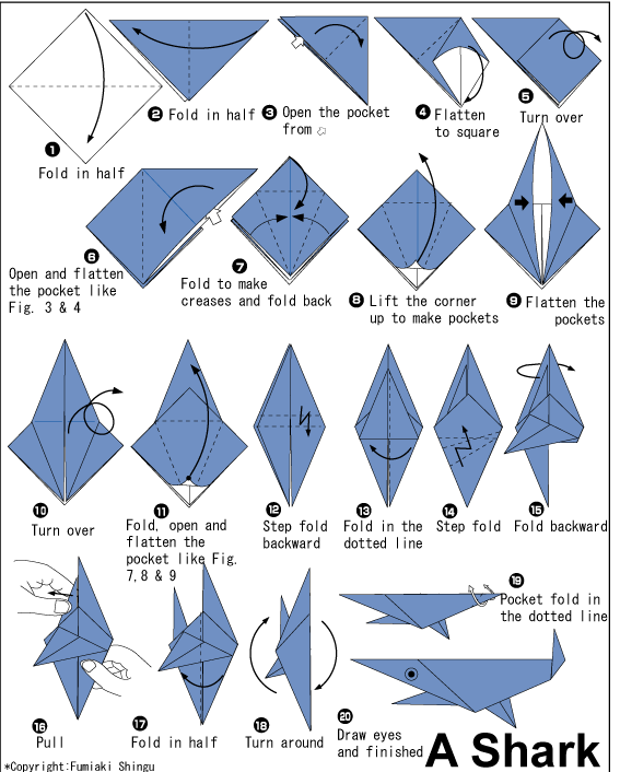 鲨鱼手工折纸教程