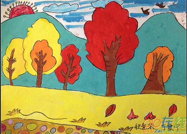 大班绘画秋天的树图片