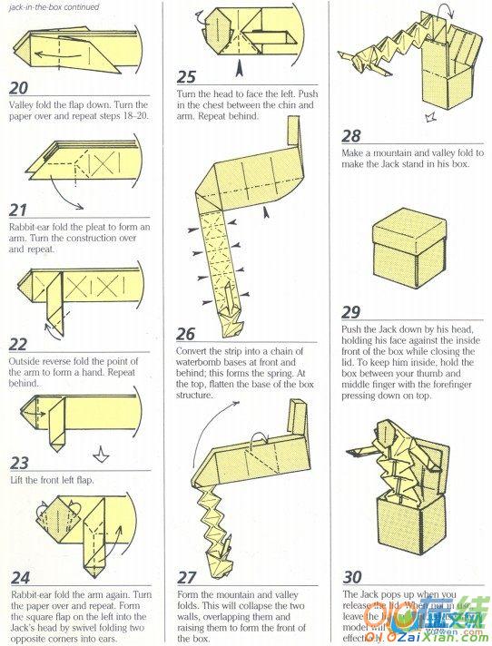 折纸盒子里的小丑折纸图纸教程