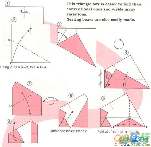 可爱三角形折纸盒子图纸教程