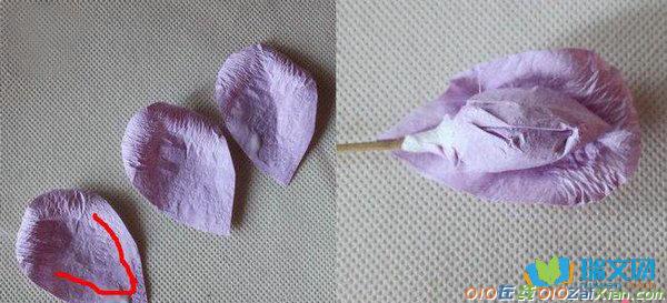 皱纹纸玫瑰花的折法图