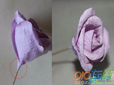 手工DIY皱纹纸玫瑰花的折法图解