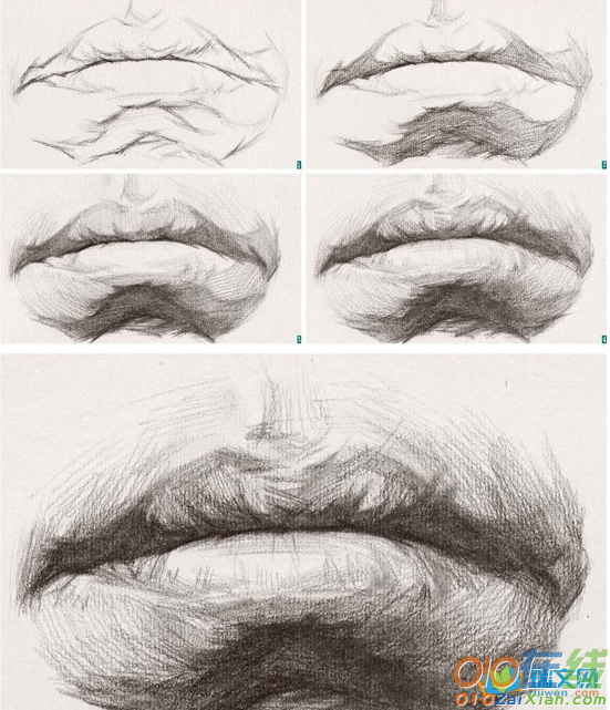 素描嘴巴的画法步骤图