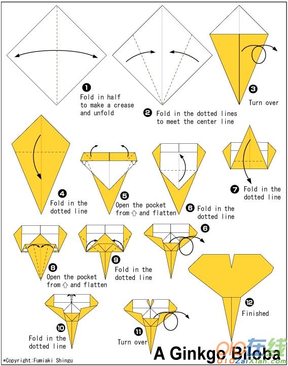 银杏的折纸教程