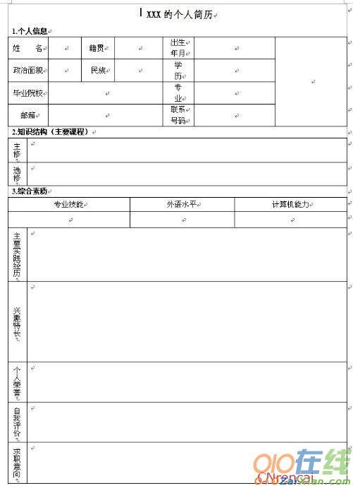 2017年个人简历表格样本