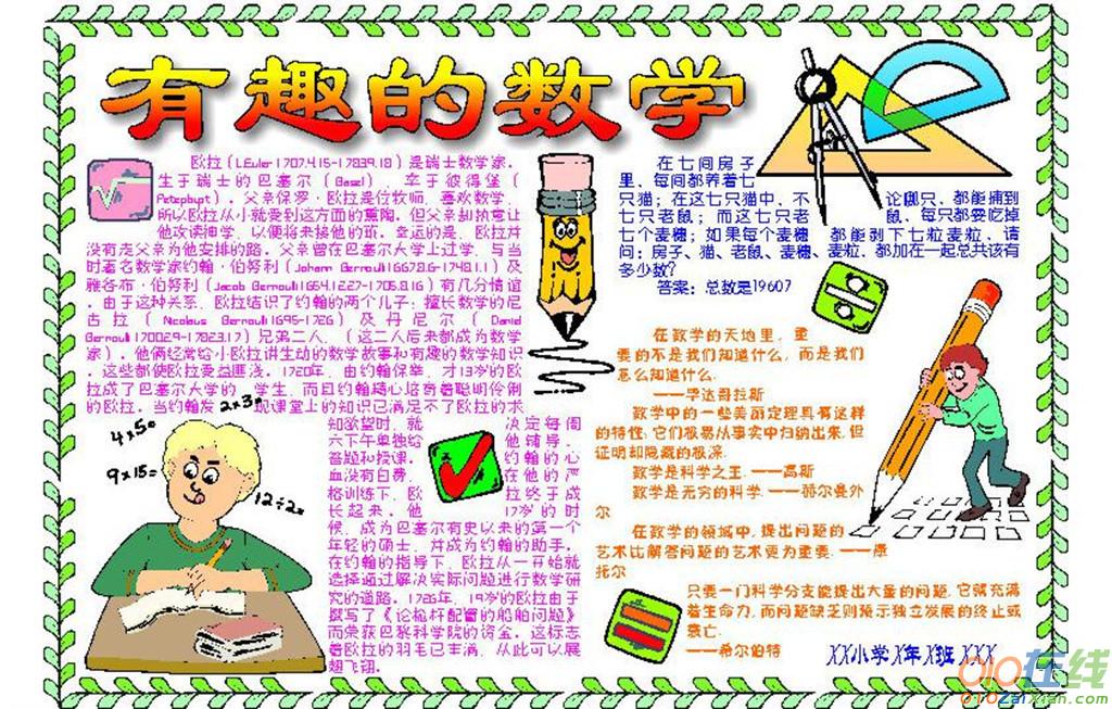 六年级数学手抄报模板