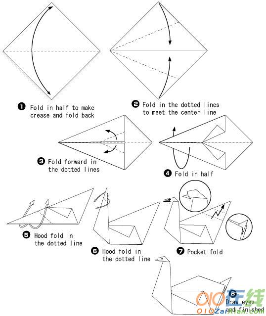 纸鹤的手工折纸教程
